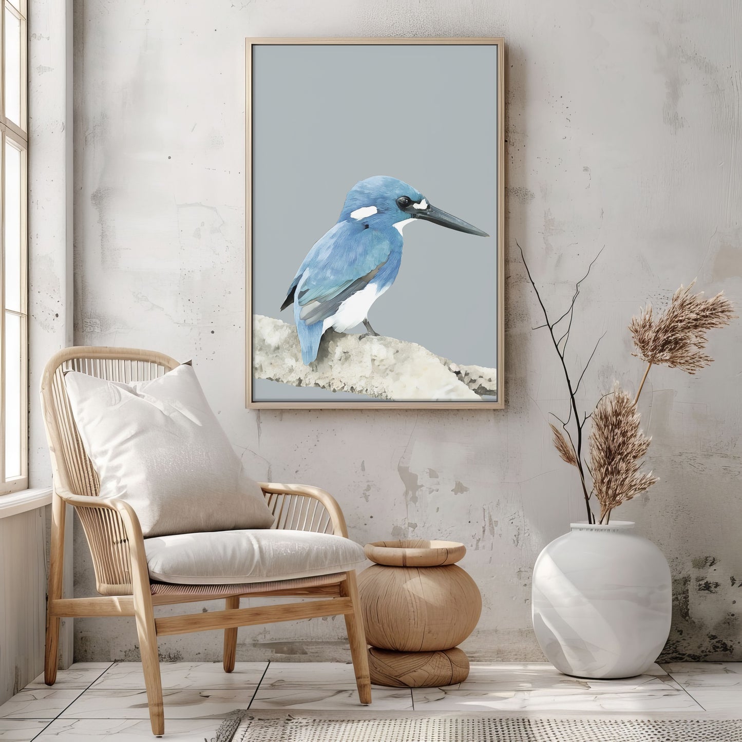Kingfisher Framed Print – Little Blue | Elegant Bird Wall Art for Nature Lovers