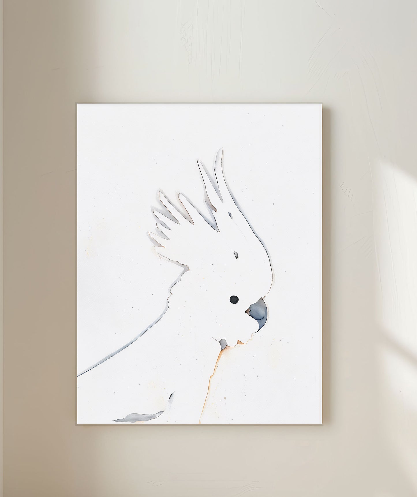 minimalist line drawing canvas print of a cockatoo with crest up