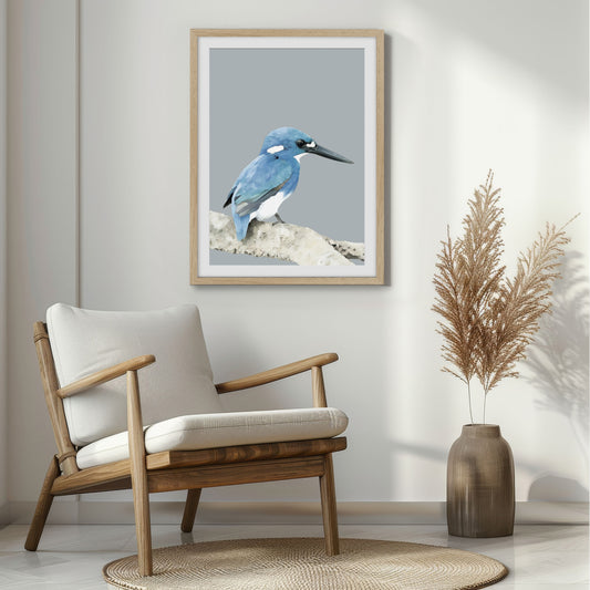 Kingfisher Framed Print – Little Blue | Elegant Bird Wall Art for Nature Lovers